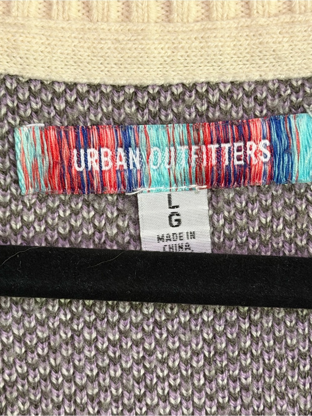 Urban Outfitters Purple, Cream & Gray Wave Knit V-Neck Sweater Vest - Picture 2 of 6